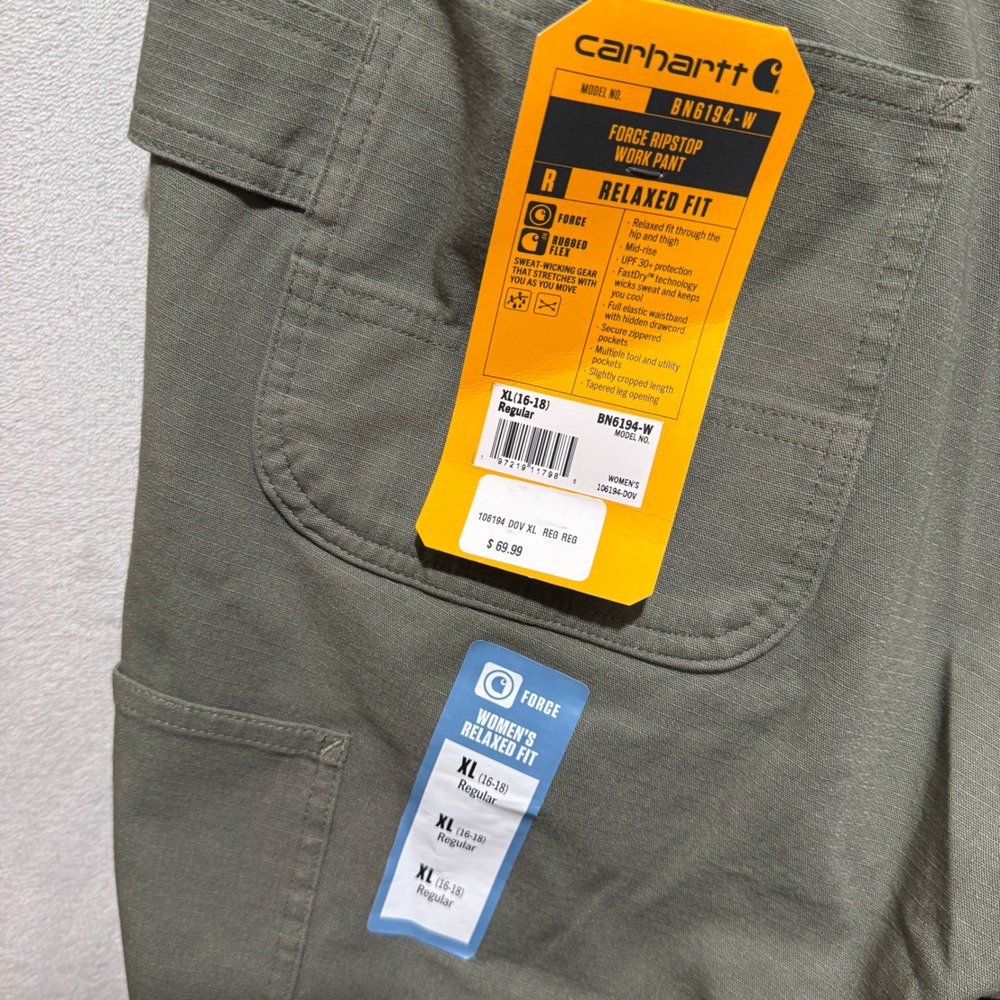 Carhartt Force Ripstop Work Pant BN6194-W Olive Green Womens XL Relaxed Fit NWT - Picture 6 of 11